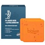 BAKE 2% Kojic Acid Scrub Treatment Soap (2 Pcs) with Alpha Arbutin, Lactic Acid & Niacinamide | For Pigmentation, Dark Spots, Tan Removal, Brightens Underarms | Soap for Women & Men | 100g x 2