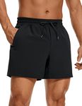 CRZ YOGA Men's Linerless Workout Shorts - 5'' Lightweight Quick Dry Running Sports Athletic Gym Shorts with Pockets Black Large