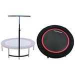 LEAPS & REBOUNDS 40" Adjustable Stability Bar Attachment with 40" Mini Fitness Trampoline and Home Gym Rebounder for Cardio Exercises, Red