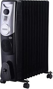 USHA OFR 4211 F PTC 2500W Oil Filled Radiator Room Heater with 11 Fins, 3 Heat Settings, Adjustable Thermostat, Built-in Fan, Overheat & Tip-Over Protection (Black)