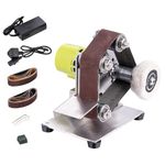 TOPWAY Electric Mini Belt Sander, Multi-Function Belt Sanding Polishing Machine Bench Grinder with 7 Adjustable Speeds & 20PCs 330 x 30mm Belts and Cloth Polishing Wheel for Metal Woodworking Craft