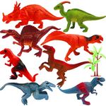 Mallexo Realistic Dinosaur Animal Toys for Kids 3+ Years | 8PCs Big Size Jurassic World Dino Animals Figure Set for Children| Birthday Gifts Jungle Safari Animal Dino Egg Toy Action Figurine (Dino 8)