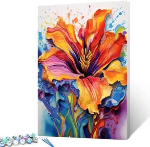 Aihonmin Yellow floral Paint by Number for Adults Oil Painting for Kids,Paint by Number Blooming plant Paint by Numbers Abstract Paint by Number Kits Graffiti Paint by Numbers for Beginner（DIY Frame）