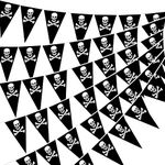 Tatuo 99 Feet Long Pirate Party Decorations Pirate Flag Banner Halloween Pirate Birthday Party Supplies Pirate Skull Pennant Flags Triangle for Halloween Outdoor Indoor Decorations Party Supplies