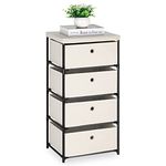 LIANTRAL 4-Tier Chest of Drawers, Metal Frame Vertical Fabric Dresser, Large Capacity Storage Organizer Unit for Bedroom, Living Room, Hallway and Closet (Off-white)