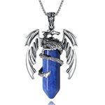 XIANNVXI Dragon Necklace for Men Lapis Lazuli Necklace Crystal Necklace Healing Gemstone Point Pendant Men's Necklaces Reiki Spiritual Mens Jewellery Necklace Gifts