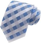 Men's Gingham Check Stripe Ties Pattern Business Formal Designer Neckties 3.15" - Blue - One Size