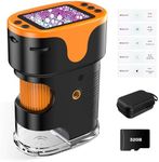 Digital Microscope for Kids Pocket Miniscope: 2.0" 4K Screen with 32G Card EVA Case, Rechargeable Handheld Coin Jewelry Portable Magnifying Glass Edu Science STEM Toy 4-12 Boy Girls