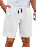 COOFANDY Men Casual Stretch Shorts Drawstring Classic Fit Shorts Lightweight Summer Beach Shorts White