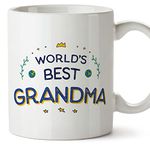 MUGFFINS Grandmother/Grandma Mug - in English - World's Best - Funny Gift for Grandmother's Day - Ceramic 11oz Mug