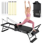 Goplus Foldable Pilates Reformer Machine for Home Gym, 84" Large Pilates Equipment w/ Dual Resistance System, Professional Pilates Machine for All Levels, 660 lbs Load Capacity