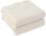 GINAMUSE 100% Cotton Blanket for Bed - 108x90 Inches King Size Lightweight Soft Waffle Breathable Thin Blankets for Summer White