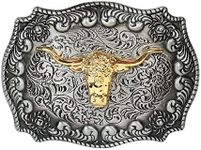 Long Horn Bull Western Belt Buckle