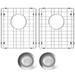 jkxoo 2Pack 15" x 13" Stainless Steel Sink Protectors for Kitchen Sink, Sink Grate for Bottom of Kitchen Sink with Rear Drain, Sink Grid Protector with Sink Strainers, Sink Rack for Bottom of Sink