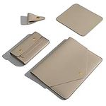 Benfan Laptop Sleeve Compatible with 2022 13inch MacBook Air M2,13 MacBook Pro M2, Surface Pro 3 4 5 6 7, Dell XPS 13 with Small Pouch, Mouse Pad and Cord Holder Color Khaki