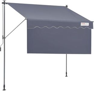 VEVOR Auvent de terrasse rétractable, 299,7 cm, pare-soleil rétractable manuel, auvent de fenêtre avec pare-soleil de 100 cm, pour jardin, balcon, gris foncé