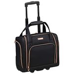 LONDON FOG Bromley 15" Under The Seat Bag, Black with Rose Gold Accent, Inch