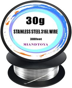 MIANDTOYA Stainless Steel 316L Wire, 30G Gauge 300Feet Soft DIY Hand Tool Metal Resistance Round Thin Spool Handmade for Crafts Bailing Sculpting Jewelry Making Findings Floral Beading Trapping