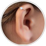 Gold Helix Hoop - Tiny 3mm White Opal Handmade 14k Gold Filled Cartilage Earring - Thin 20 Guage Gold Piercing Hoop