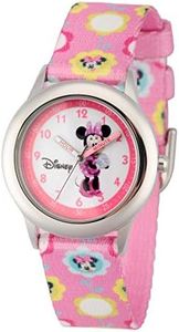 Disney Minnie Mouse Kids' Stainless Steel Time Teacher Analog Quartz Watch, Pink Multi, Children's Watches