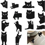 14pcs Magnetic Bookmarks, Cute Cat Bookmark Black Cute Cat Designs, Cat Bookmark for Children, Girls, Women Reading Page, Strong Hold, Black Cat Gifts for Teachers Students School Home Office