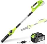 HooSeen 40V Cordless Leaf Blower, 400CFM Leaf Blower with Battery and Charger, Brushless Motor, 2-Speed Modes,Adjustable Pole and Head,Electric Leaf Blower for Lawn Care,Snow Blow,Roof & Yard Clean