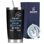 Grogife Dad Gifts from Daughter Son, Best Daddy Fathers Day Birthday Presents - I'm Not Sleeping Tumbler Gifts Ideas for Step Dad, Grandad, Men, Papa, Travel Mug & Coffee Cup 600ml