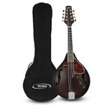 RJ-TMDE-25-Electric Acoustic 8-String Mandolin with Okoume Neck, Rosewood Bridge, Sapele Body & Padded Gig Bag-BROWN-SUNBURST
