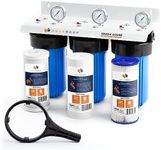 Aquaboon 3-Stage Whole House Water Filter System for Sediment & Odors Reduction Comes with 10" House Water Filters, Wrench, Bracket, Gauge & Release