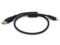 Monoprice 105446 1.5 ft USB 2.0 A Male to Mini-B 5 Pin Male 28/24AWG Cable with Ferrite Core - Gold Plated