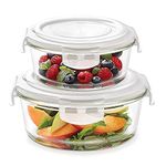 Borosil Klip-N-Store Set of 2 Microwave & Oven Safe Gift Set, Glass Storage Container, 240ml & 400ml Round, with Air Tight Lid (Transparent)