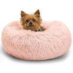 Best Friends by Sheri The Original Calming Donut Dog and Cat Bed in Shag Fur, Cotton Candy Pink, Extra Small, 18x18