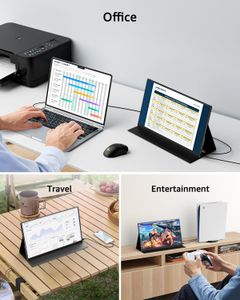 Yodoit 15.6" Portable FHD IPS Monitor – USB-C/HDMI, Built-in Speakers, Smart Cover