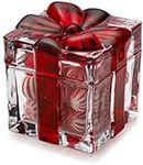 Mikasa Holiday Treats Large Covered Box Square Glass, Red