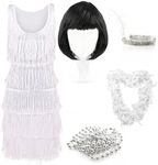 White Deluxe Flapper Dress - Large 