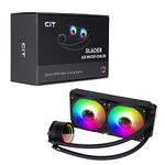 CiT Pro Glacier 240mm Black ARGB CPU Liquid Cooler, AIO Cooler 240mm CPU Water Cooler For Intel & AMD, Two CiT Pro YH120 Infinity PWM Fans, 800 to 1800RPM & Infinity Mirror Cap Design | Black