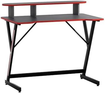 Artiss 100cm Length Gaming Desk, 2 Tiers Standing Computer Office Desks Study Table Work Tables Workstation Home Storage Furnishings, with 15mm MDF Board and Y-Shaped Steel Legs Black