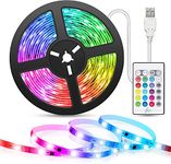 SaiEllin 12 Ft. USB 5V 5050 RGB LED With REMOTE Flexible Strip Light Multi-Color Changing Lighting Kit, TV Background Lighting with Mini Controller for TV PC Laptop Bias Lighting (12 Ft for TV's Upto 40")