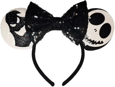 XINXIYAN Halloween Mouse Ears Headbands for Women Glitter Sequin Mouse Ears Bow Headband Party Decoration