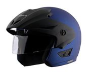 Vega Cruiser ISI Certified Matt Finish Lightweight & Compact with Peak Open Face Helmet for Men and Women with Clear Visor(Dull Blue, Size:M)