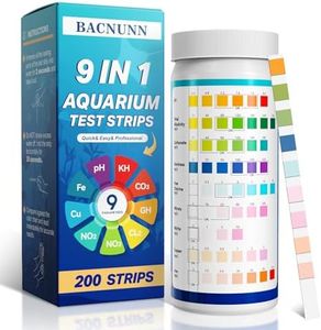 BACNUNN Aquarium Test Strips: 200CT 9 in 1 Quick & Accurate Fish Tank Water Testing Kit for Freshwater Pond Testing Nitrate Nitrite Hardness Free Chlorine pH Carbonate Total Alkalinity Copper Iron