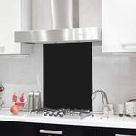 BELOFAY 60x70cm Black Tempered Glass Splashback for Kitchen, 6mm Toughened Glass Heat Resistant Splashbacks for Cookers