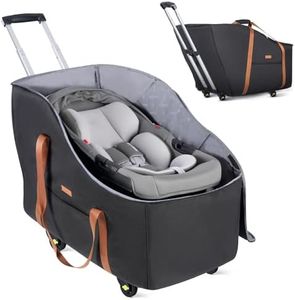 Tonyeee Car Seat Travel Bag with Wheels Fits Chicco KeyFit 35, Doona Car Seat Stroller Base, Nuna Pipa, Padded Car Seat Bags for Airplane, Gate Check Bag, Removable Cover for Air Travel,Black-L