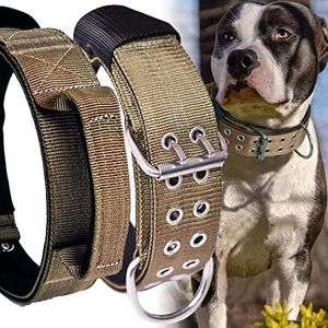 Large Dog Collar Heavy Duty - 2 inch Wide with Handle for Extra Large Breed Dogs, 1/3" Thick Nylon Chew Proof Tactical Collar, Good Choice for German Shepherd,Pitbull,Rottweiler 17"-22"