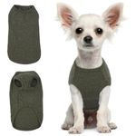 Knitted Jumper for Pet Dog Cat Puppy, Hjumarayan Spring Summer Dogs Vest Chihuahua Clothing, Basic Dog Body Tank Top Pyjamas Cotton Dog T-shirt for Small Medium Large Dogs, Green, XXS