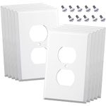 Outlet Covers Wall Plates - Duplex Receptacle Outlet Covers, Electrical 1-Gang Standard Size Outlet Wall Plates, PC Material, Durable Wall Plates for Electrical Outlets (Duplex Cover-White)