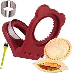 LEPCY Uncrustables Sandwich Maker Sealer Cutter, Crustless Sandwich Cutter, PB&J Uncrustable Maker - Color Dark Red, Round Shape