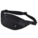 Arikky Bum Bag 3 Zip Pockets Waterproof Running Belt Elastic Waist Fanny Pack Breathable Cycling Hip Pouch Black