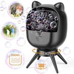 Bubble Machine, 18000+ Bubbles/Min Bubble Blower, 500ML Automatic Bubble Maker for Kids, Auto Rotating 90°/180°, Rechargeable Battery Portable Bubble Maker for Birthday, Party, Wedding(Black)
