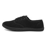 Red Fish Tai Womens Plain Black Canvas Shoe - Size 6 UK - Black